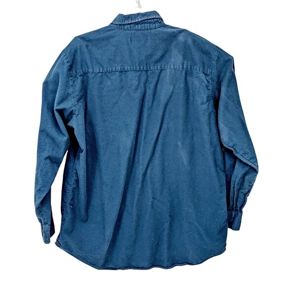 Haband Large Navy Blue Cotton Blend Button Down Shirt 28h - Picture 2 of 6